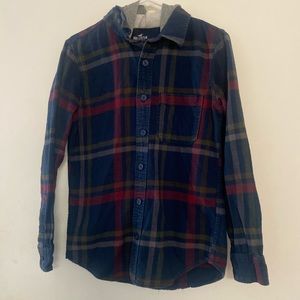 Hollister Mens Medium Flannel Button Up Shirt Jacket Hoodie Plaid